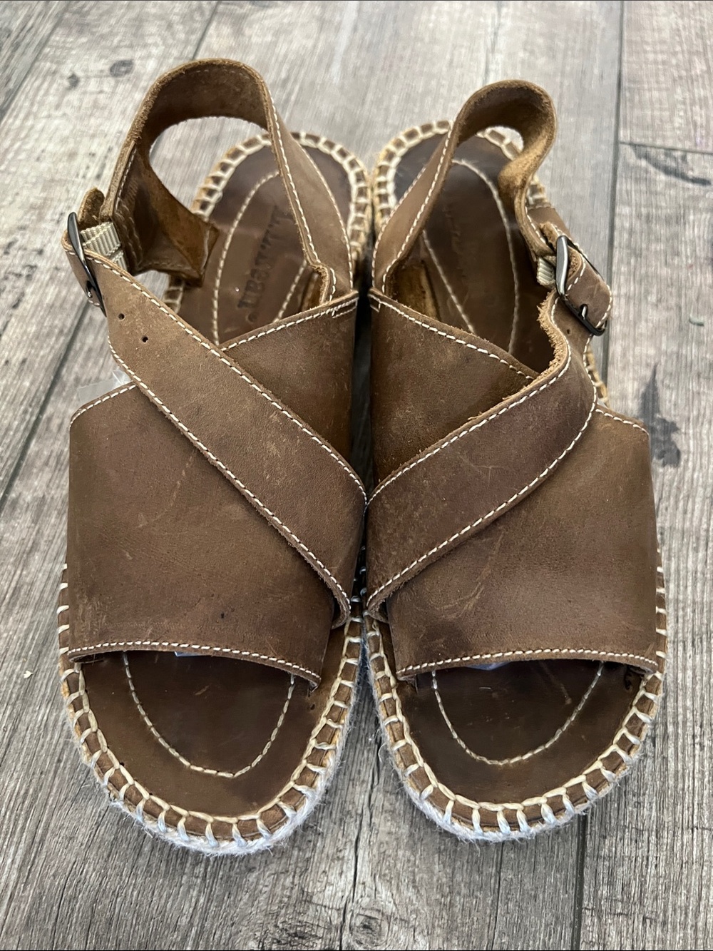 L.L. Bean Brown Leather Espadrille Sandals